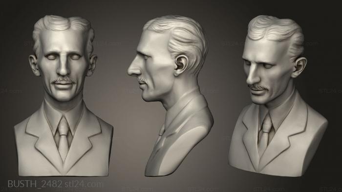 Busts of heroes and monsters (Bust Nikola Tesla, BUSTH_2482) 3D models for cnc