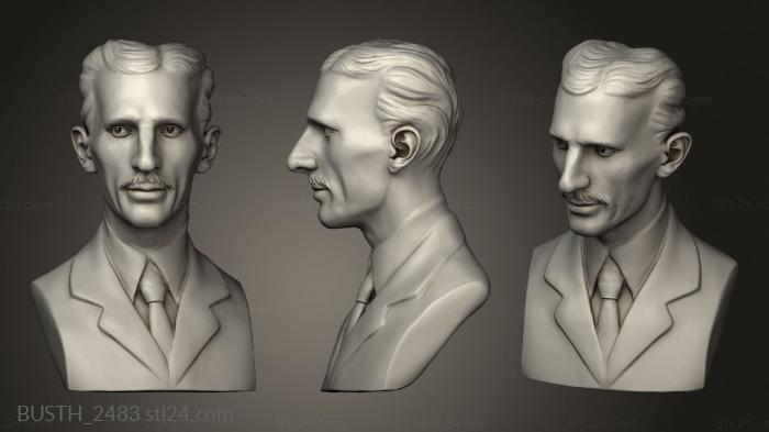 Busts of heroes and monsters (Bust Nikola Tesla, BUSTH_2483) 3D models for cnc