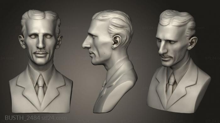 Busts of heroes and monsters (Bust Nikola Tesla, BUSTH_2484) 3D models for cnc