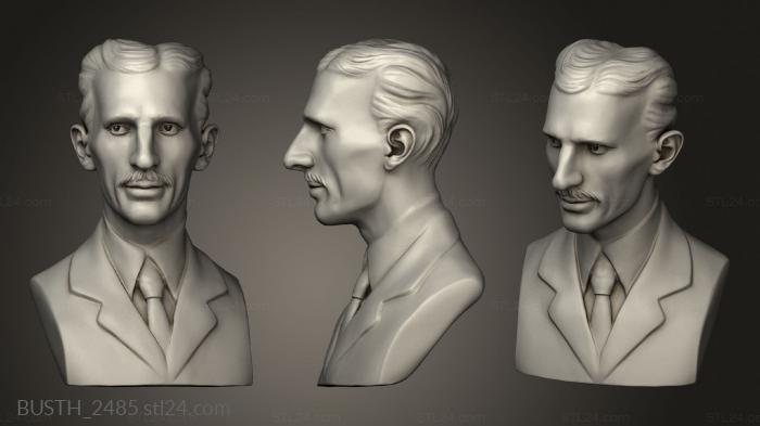 Busts of heroes and monsters (Bust Nikola Tesla, BUSTH_2485) 3D models for cnc