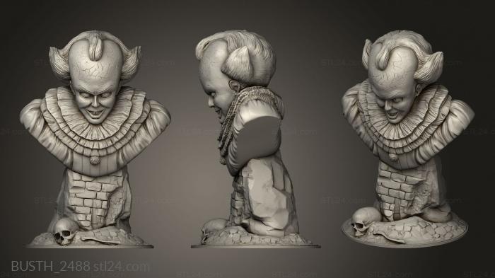 Busts of heroes and monsters (Bust Pennywise platform, BUSTH_2488) 3D models for cnc
