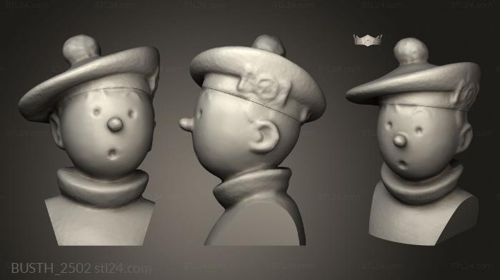 Busts of heroes and monsters (buste tintin ecossais hilaire zvvz reivax, BUSTH_2502) 3D models for cnc