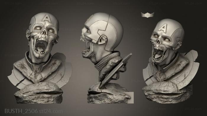 Busts of heroes and monsters (Busto Capitao America Zumbi, BUSTH_2506) 3D models for cnc