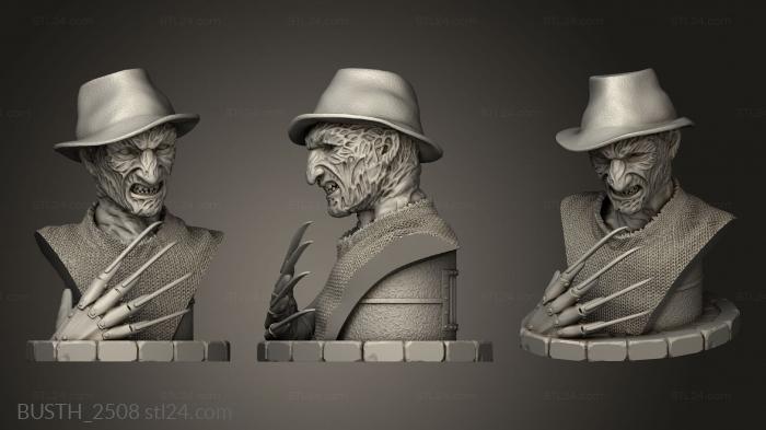 Busts of heroes and monsters (Busto Freddy Krueger in the hat, BUSTH_2508) 3D models for cnc
