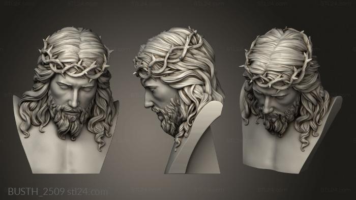 Busts of heroes and monsters (Busto Jesus com HD, BUSTH_2509) 3D models for cnc