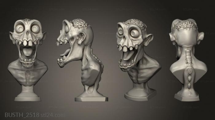 Busts of heroes and monsters (Bustos Halloween Zombie Corp, BUSTH_2518) 3D models for cnc
