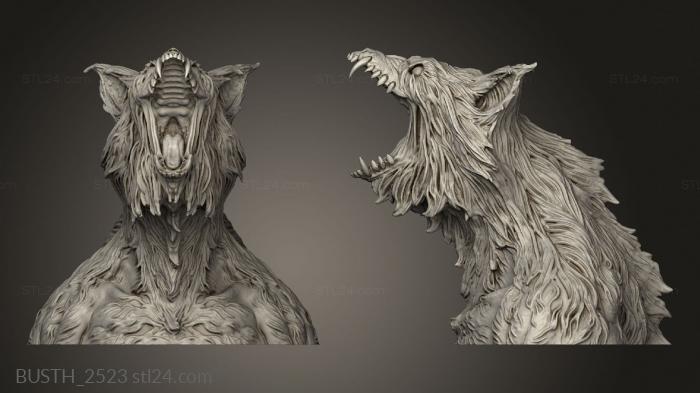 Busts of heroes and monsters (WEREWOLF, BUSTH_2523) 3D models for cnc