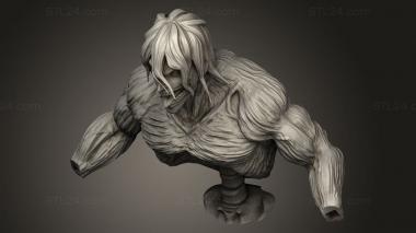 Busts of heroes and monsters (Cabeza eren titan, BUSTH_2541) 3D models for cnc