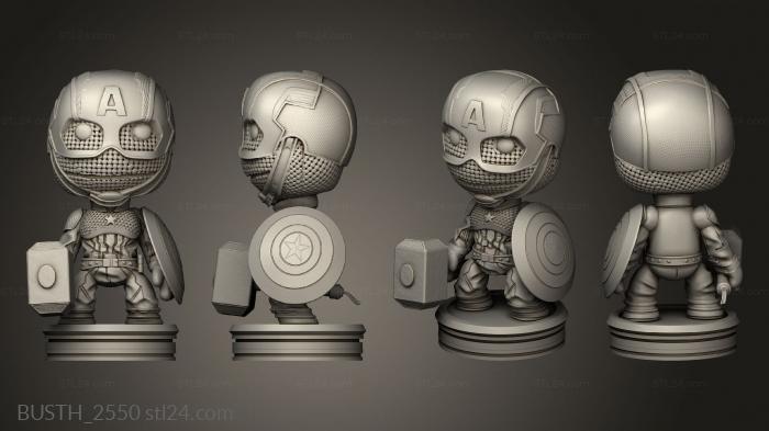 Busts of heroes and monsters (CAPTAIN AMERICA, BUSTH_2550) 3D models for cnc
