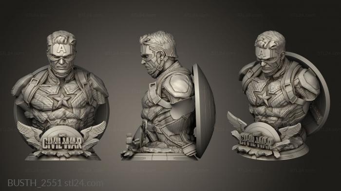 Busts of heroes and monsters (Captain America, BUSTH_2551) 3D models for cnc