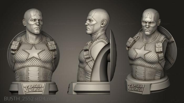 Busts of heroes and monsters (Captain America, BUSTH_2552) 3D models for cnc
