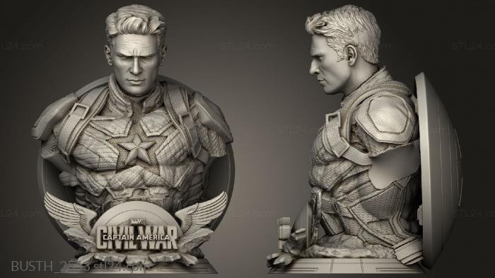 Busts of heroes and monsters (Captain America, BUSTH_2553) 3D models for cnc