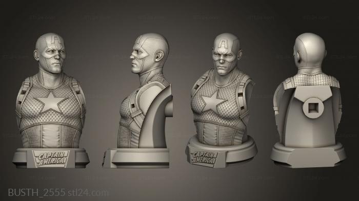 Busts of heroes and monsters (Captain America, BUSTH_2555) 3D models for cnc
