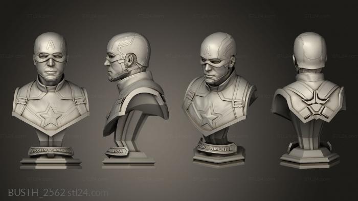 Busts of heroes and monsters (Captain America Captain with Helmet, BUSTH_2562) 3D models for cnc
