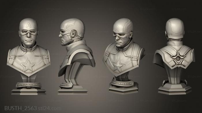 Busts of heroes and monsters (Captain America Captain with Helmet shield, BUSTH_2563) 3D models for cnc