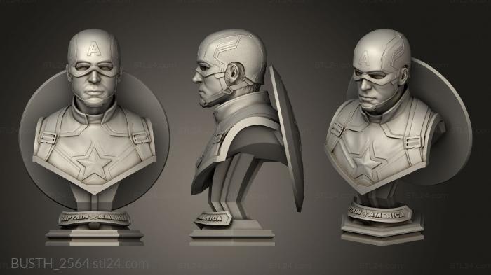 Busts of heroes and monsters (Captain America Captain with Helmet shield, BUSTH_2564) 3D models for cnc