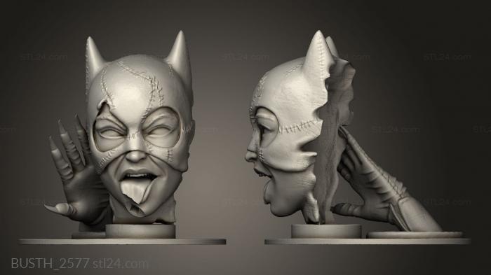 Busts of heroes and monsters (Catwoman Base, BUSTH_2577) 3D models for cnc