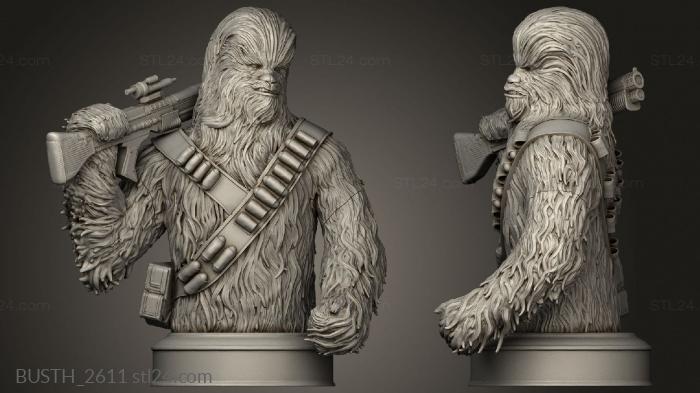 Busts of heroes and monsters (Chewbacca, BUSTH_2611) 3D models for cnc