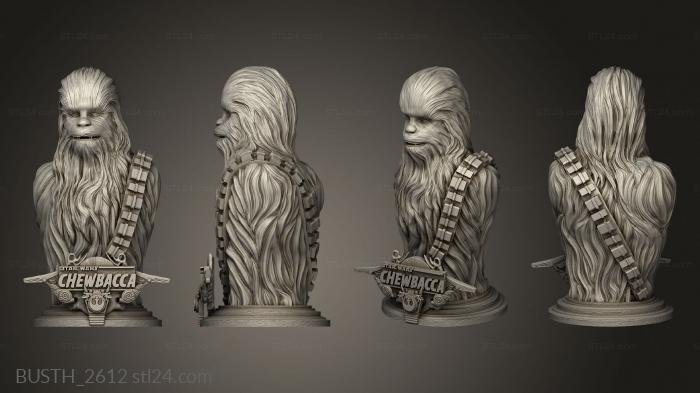 Busts of heroes and monsters (Chewbacca Star Wars, BUSTH_2612) 3D models for cnc