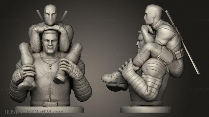 Busts of heroes and monsters (Colossus and Deadpool Statue DP Half HIRES, BUSTH_2643) 3D models for cnc