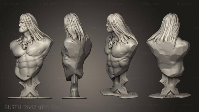 Busts of heroes and monsters (conan the barbarian, BUSTH_2647) 3D models for cnc