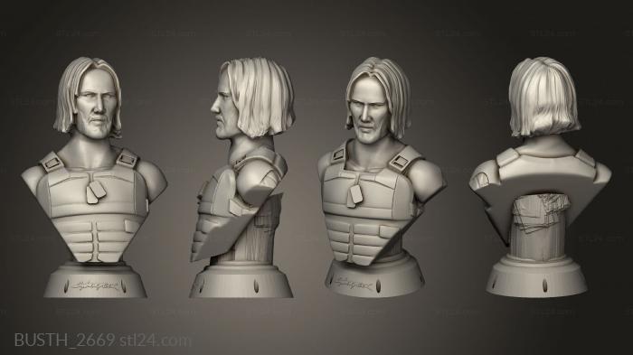 Busts of heroes and monsters (Cyberpunk Keanu Reeves smooth, BUSTH_2669) 3D models for cnc