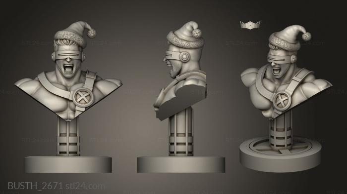 Busts of heroes and monsters (Cyclops and Jean alternative Christmas, BUSTH_2671) 3D models for cnc
