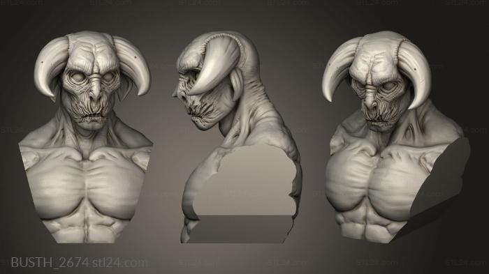 Busts of heroes and monsters (D Through Daemon Demon, BUSTH_2674) 3D models for cnc