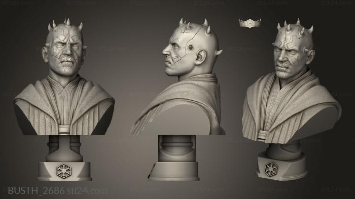 Busts of heroes and monsters (Darth Maul Star Wars Hood, BUSTH_2686) 3D models for cnc