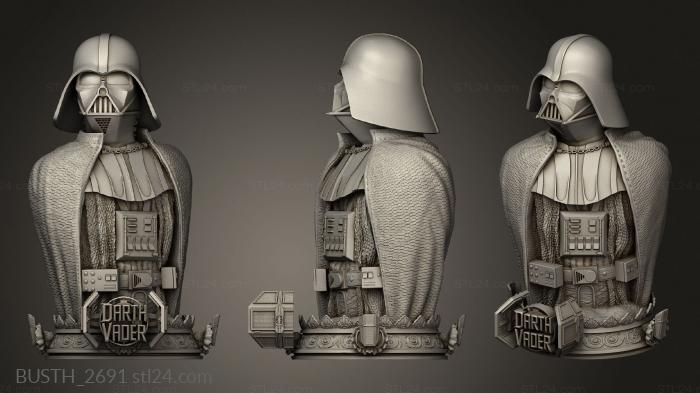 Busts of heroes and monsters (Darth Vader Star Wars, BUSTH_2691) 3D models for cnc