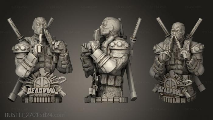 Busts of heroes and monsters (Deadpool, BUSTH_2701) 3D models for cnc