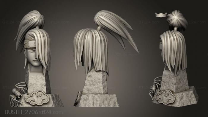 Busts of heroes and monsters (Deidara from Naruto Bangs, BUSTH_2706) 3D models for cnc