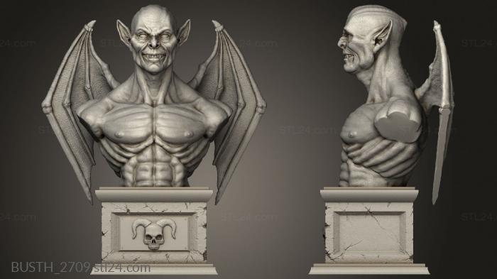 Busts of heroes and monsters (demon, BUSTH_2709) 3D models for cnc