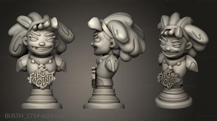 Busts of heroes and monsters (Dice Fart Quest Moxie, BUSTH_2714) 3D models for cnc