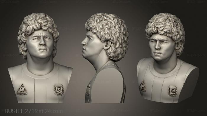Busts of heroes and monsters (Diego Maradona Burst CE small, BUSTH_2719) 3D models for cnc