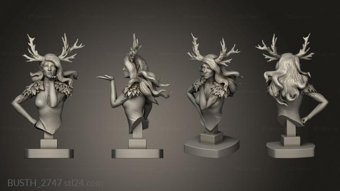 Busts of heroes and monsters (Dryad with stand, BUSTH_2747) 3D models for cnc