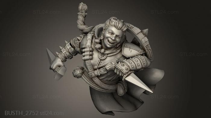 Busts of heroes and monsters (Dwarven Rogue, BUSTH_2752) 3D models for cnc