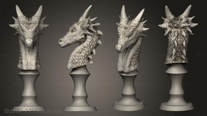 Busts of heroes and monsters (Dragon King, BUSTH_2755) 3D models for cnc