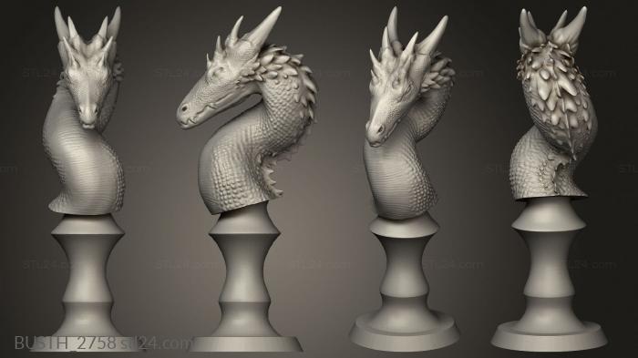 Busts of heroes and monsters (Dragon Queen, BUSTH_2758) 3D models for cnc