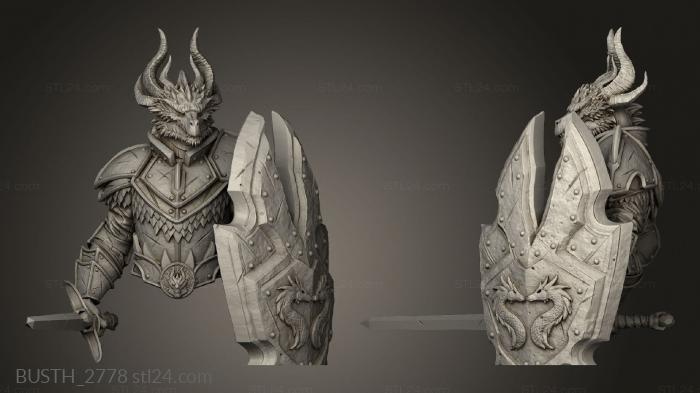 Busts of heroes and monsters (ECHOES CORRUPTION Altair Dragonborn Paladin Shield, BUSTH_2778) 3D models for cnc