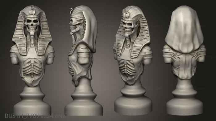 Busts of heroes and monsters (Egyptian Chess Board Undead King, BUSTH_2789) 3D models for cnc