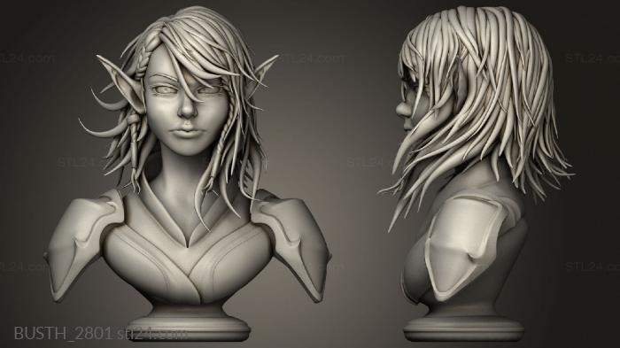 Busts of heroes and monsters (Elf, BUSTH_2801) 3D models for cnc