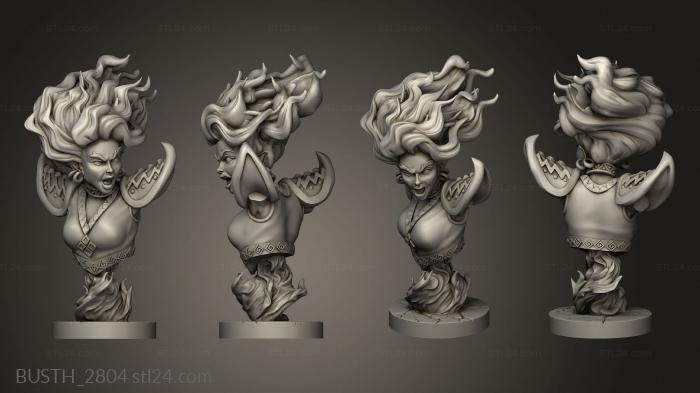 Busts of heroes and monsters (Era Forbidden Magic Fire Sorceress fire sorceress, BUSTH_2804) 3D models for cnc