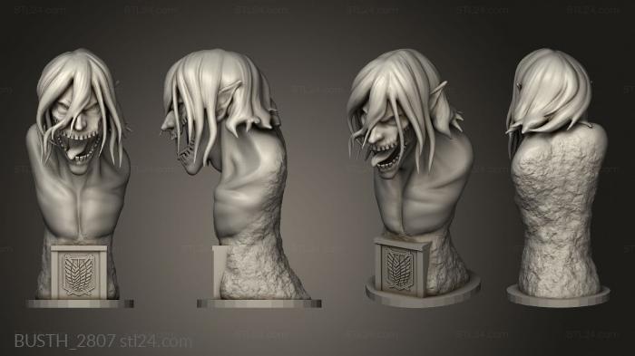 Busts of heroes and monsters (Eren Jaeger Attack Titan Jaeger, BUSTH_2807) 3D models for cnc