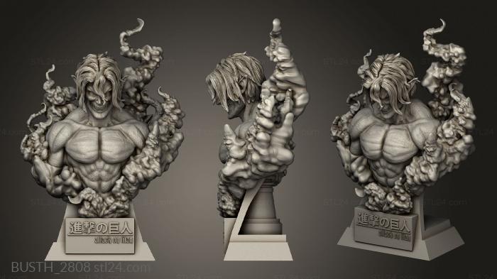 Busts of heroes and monsters (eren jaeger titan, BUSTH_2808) 3D models for cnc