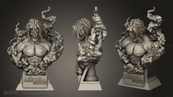 Busts of heroes and monsters (eren jaeger titan titan, BUSTH_2810) 3D models for cnc