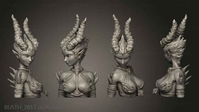 Busts of heroes and monsters (evilette dark figurines, BUSTH_2817) 3D models for cnc