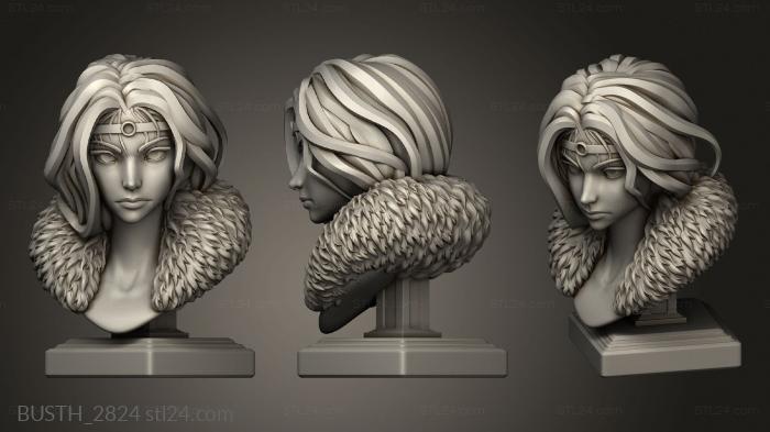 Busts of heroes and monsters (Fantasy Kingdom Ghibli Forest Princess, BUSTH_2824) 3D models for cnc