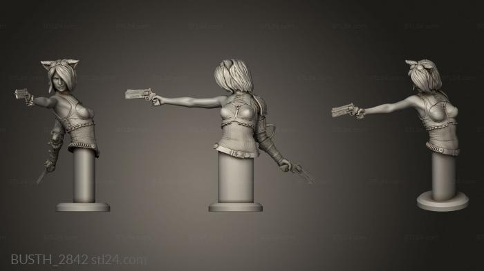 Busts of heroes and monsters (Felicia simple cat girl, BUSTH_2842) 3D models for cnc