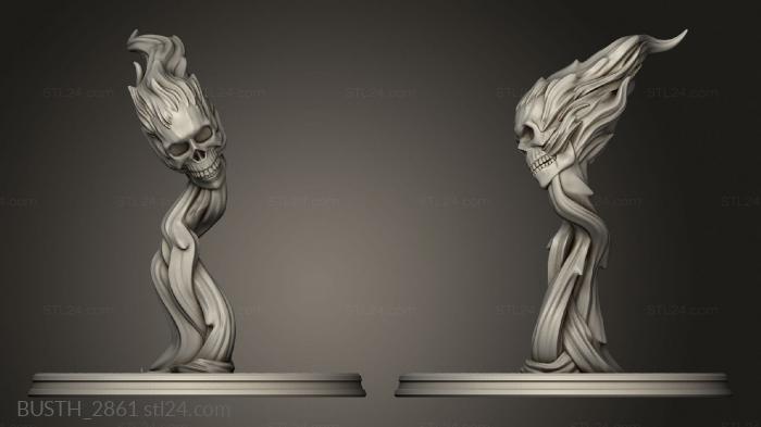 Busts of heroes and monsters (Flame Skull, BUSTH_2861) 3D models for cnc